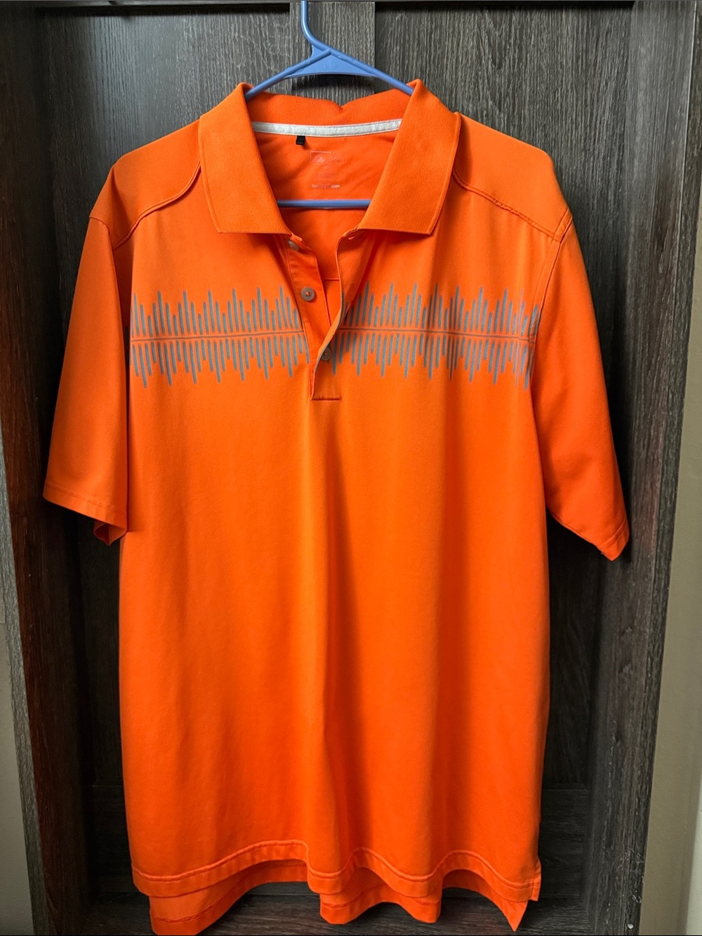 adidas Men's Bright Orange Polo with Gray Wave Graphic